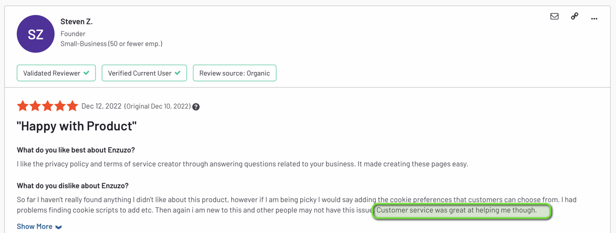 enzuzo customer support